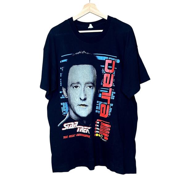 Vintage 90s Star Trek Data AOP Big Face T-Shirt - Picture 1 of 7